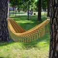 Fringe Tassel Cotton Hammock with Wooden Spreader Bar
