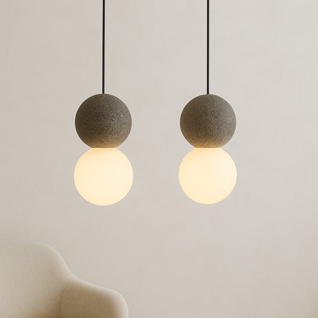 Obsidian Stone Pendant Light with Minimalist Design