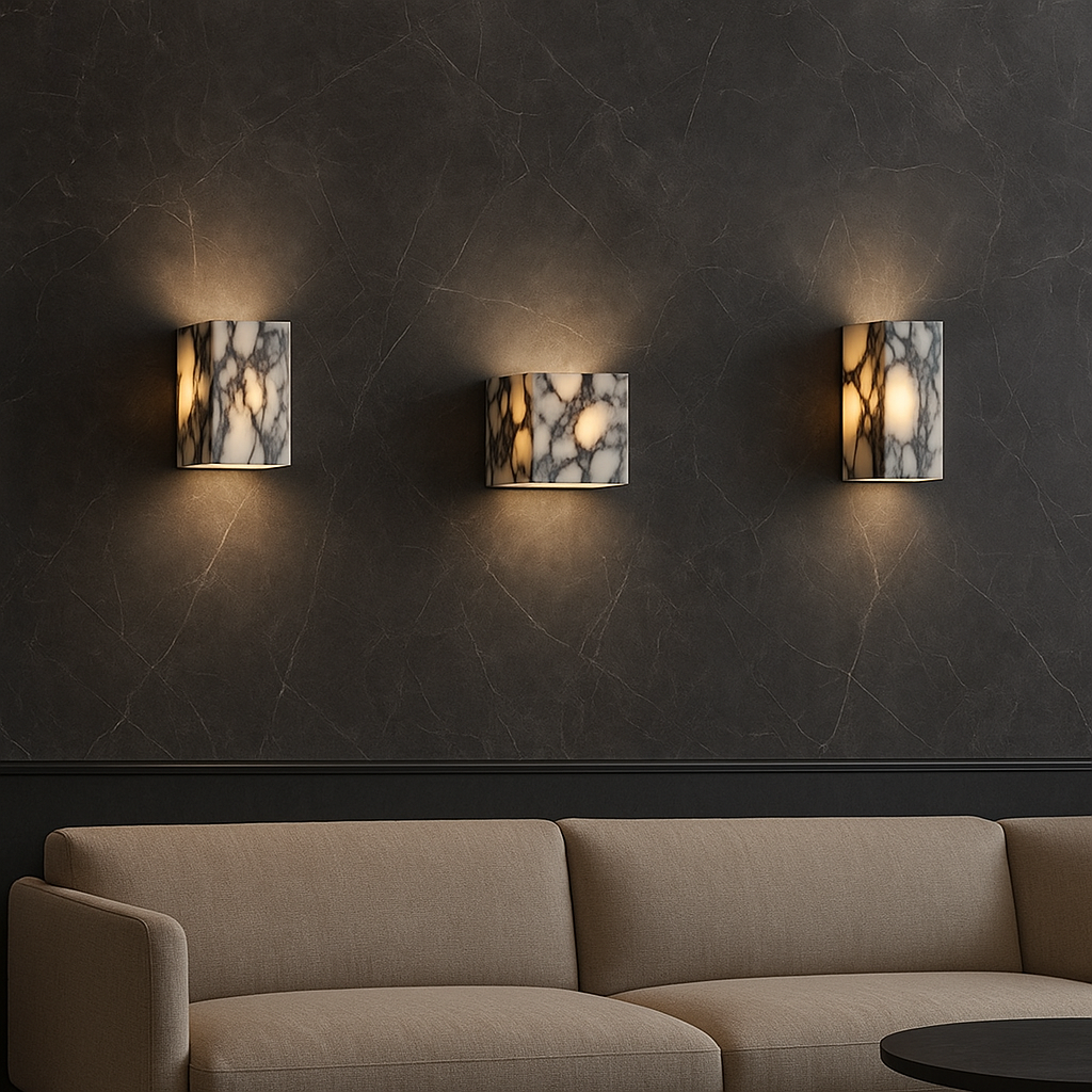 Cube Wall Light in Minimalist Marble Design