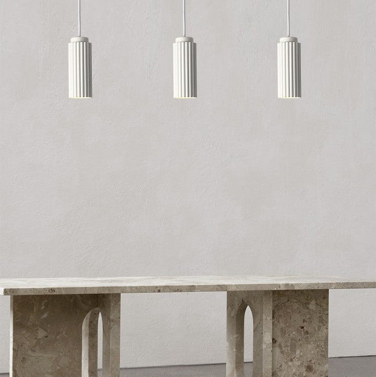 Elegant Ribbed White Pendant Light for Stylish Kitchens