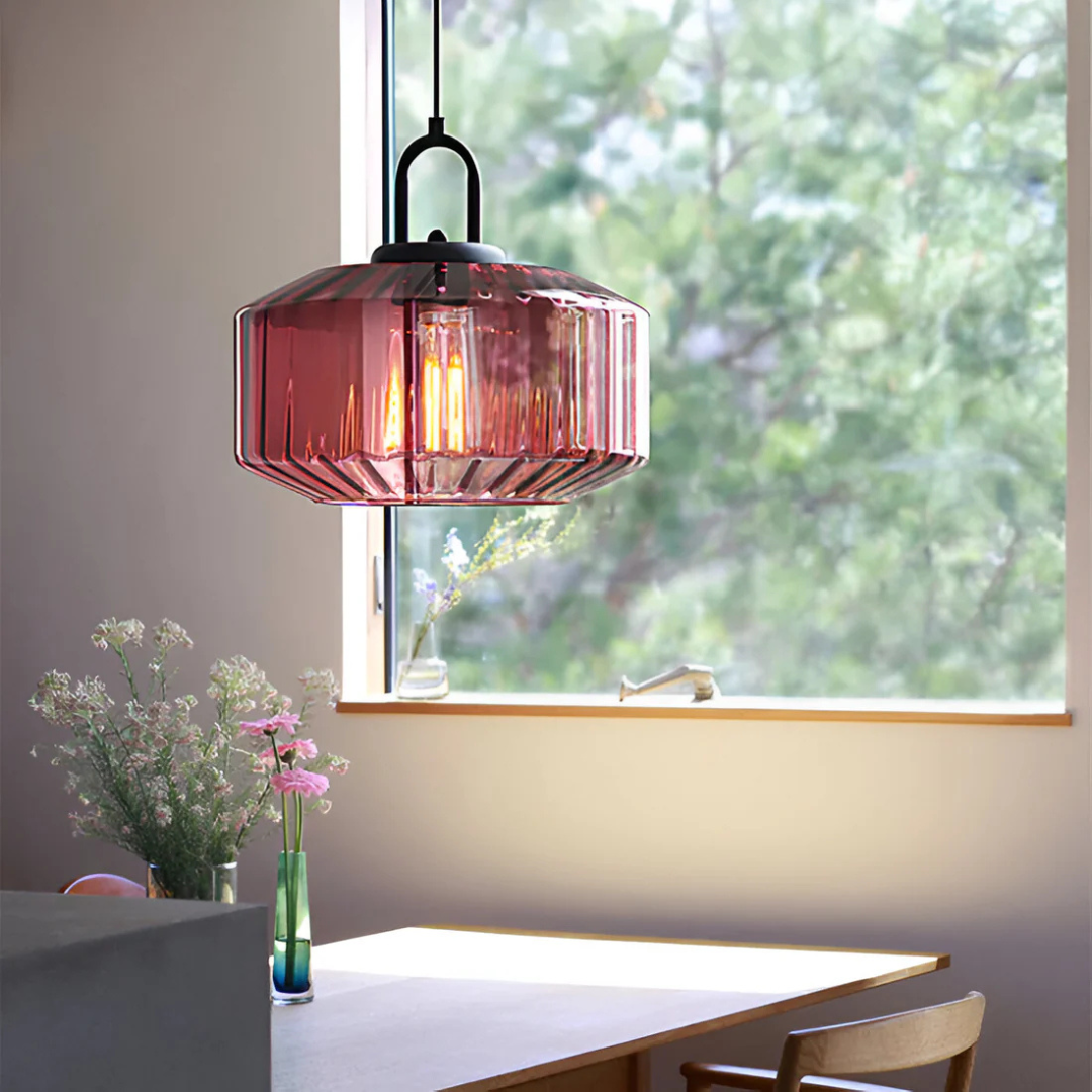 Retro-Colored Glass Pendant Light Fixture