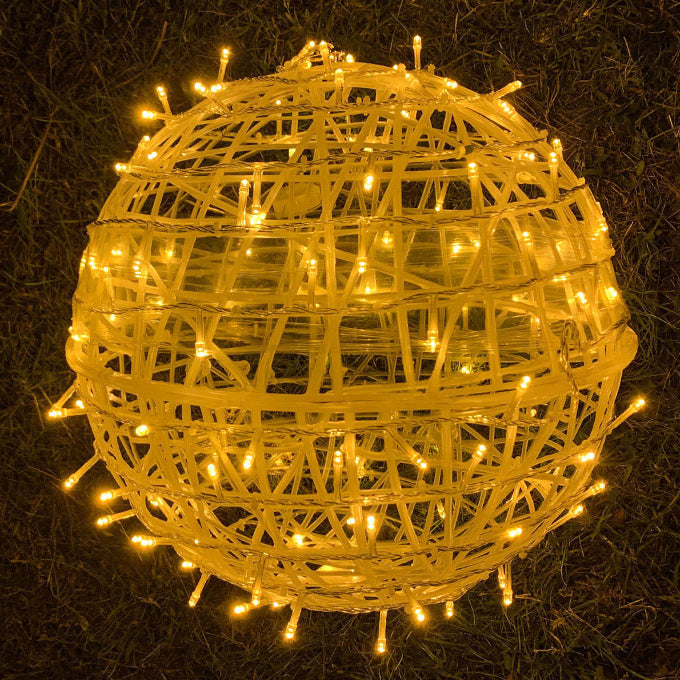 LED Sphere Lights with Metal Wire Ball Design for Hanging Decor