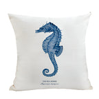 Embroidered Cushion Cover with Ocean Design