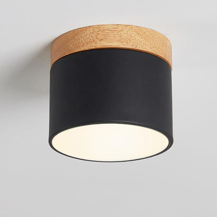 Flush Mount LED Ceiling Light with Wooden Accent in Scandinavian Style