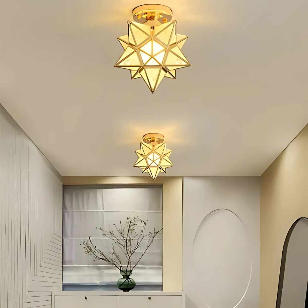 Geometric Star Light Fixture – Elegant LED Ceiling Lamp