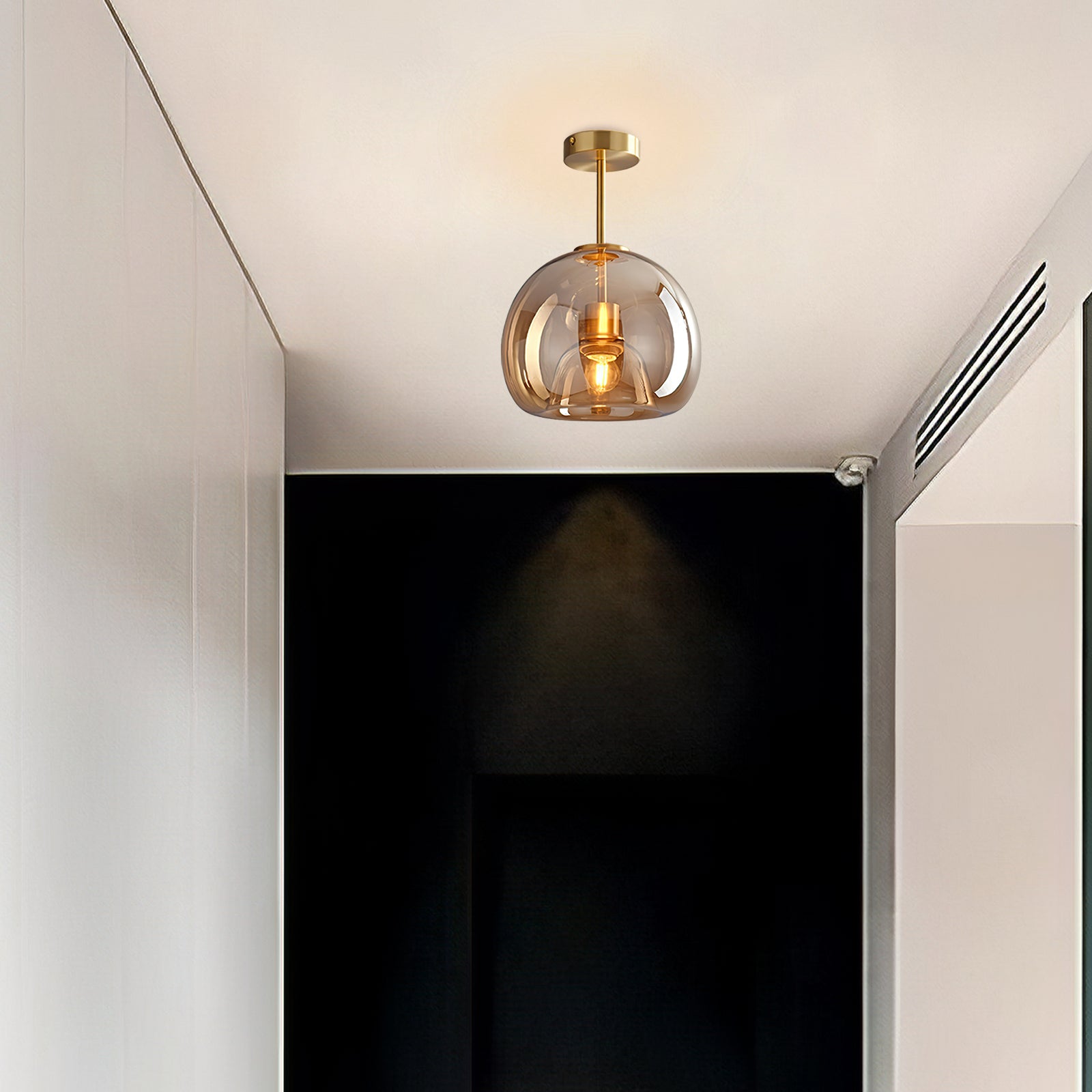 Retro Amber Pendant Light – Vintage Bubble Glass Ceiling Fixture