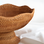 Natural Handwoven Rattan Fruit Basket for Kitchen Decoration