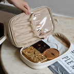 Large Capacity Cosmetic Case - Travel Organizer Makeup Bag with PU Shell