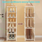 Shoe Rack Space-Saving Metal Frame & Fabric Shelves