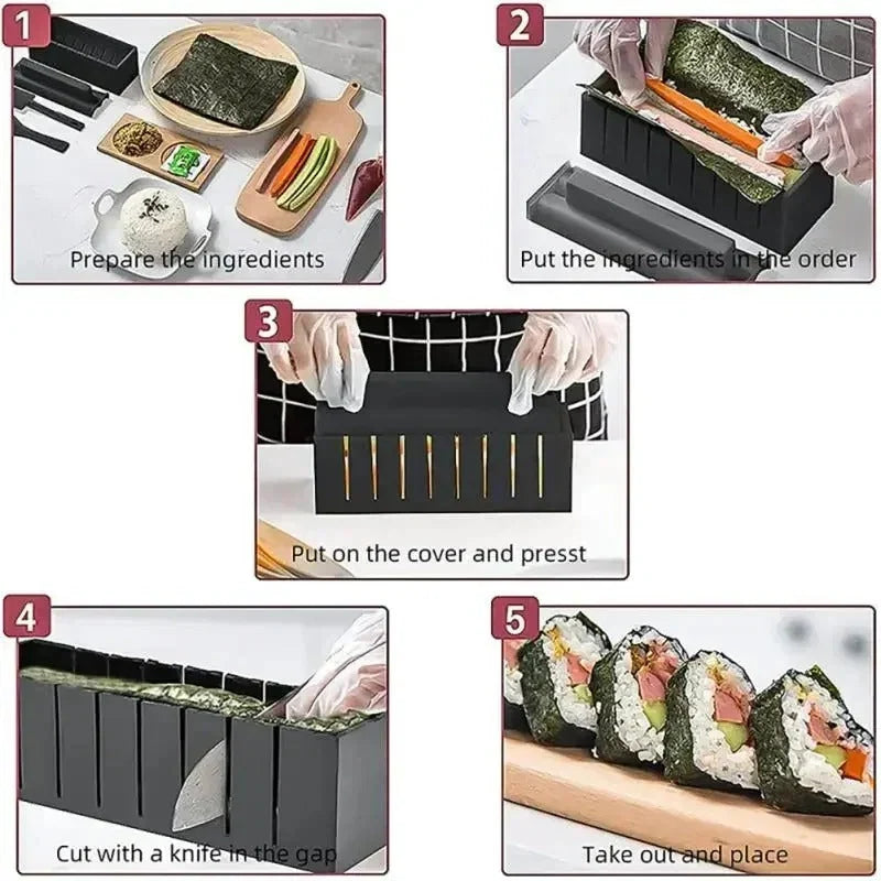 Sushi Maker Set Push-Button Multi-Shape Dishwasher-Safe