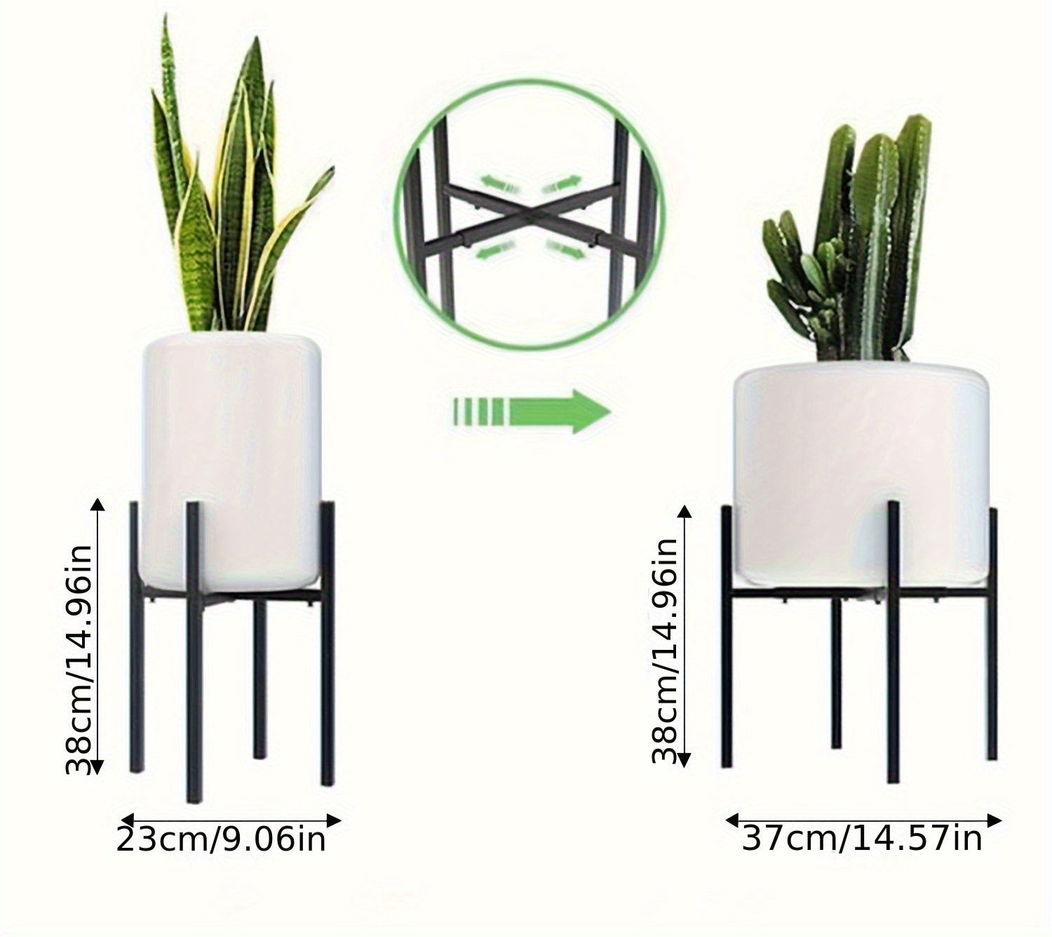 Modern Flower Pot Holder - Adjustable Metal Stand for Indoor/Outdoor Use