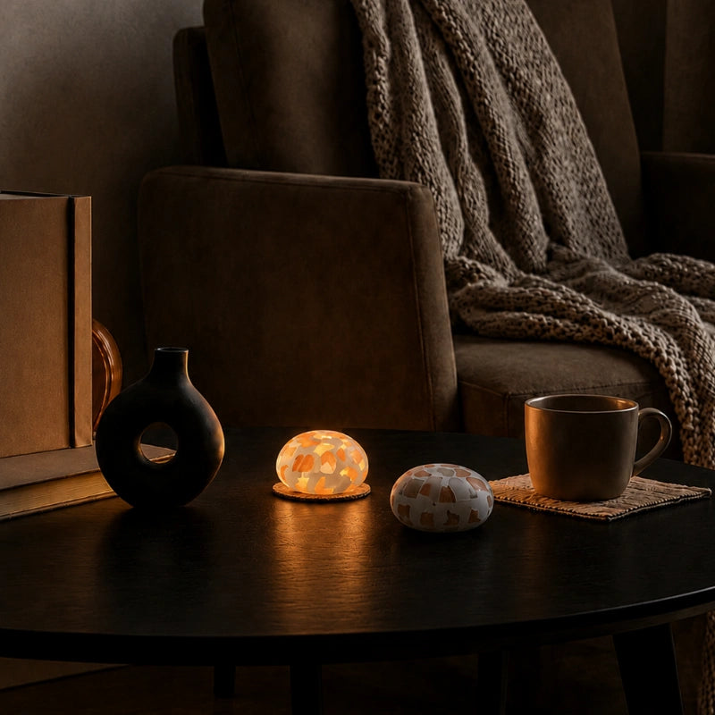 Textured Mineral Rechargeable Bedside Lamp (12-Hour Battery)