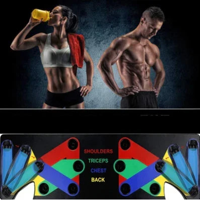 Push-Up Board Color-Coded 9-in-1 Anti-Slip Grips & Carry Bag