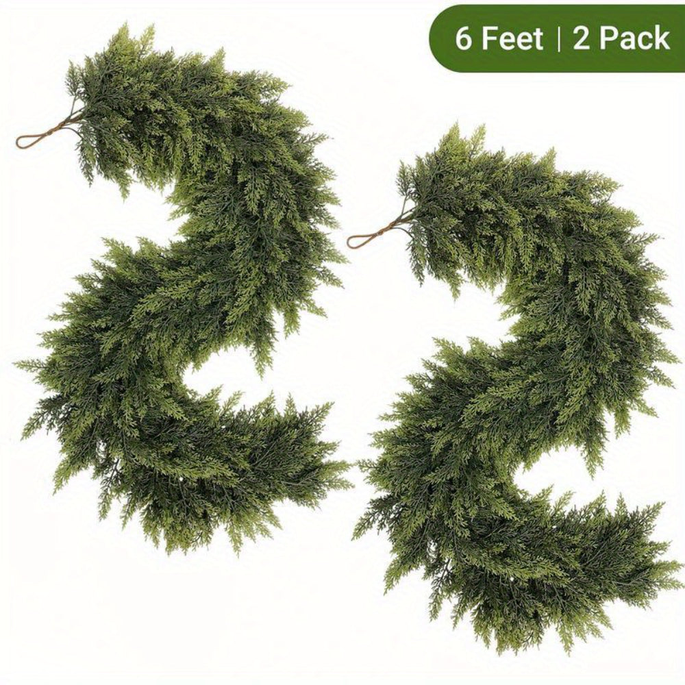 Artificial Green Christmas Garland for Mantle and Stair Decoration