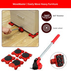 Furniture Mover Set Ergonomic Lever & 360 Swivel Wheels