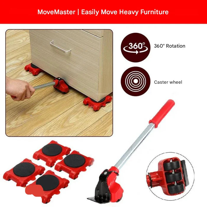 Furniture Mover Set Ergonomic Lever & 360 Swivel Wheels