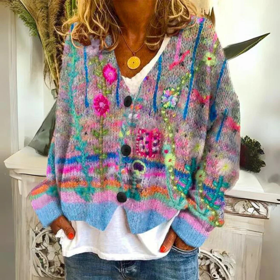 Cardigan Oversized Soft Polyester Graphic Print