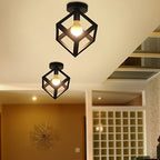 Industrial Style Semi Flush Mount Ceiling Light in Geometric Cube Design