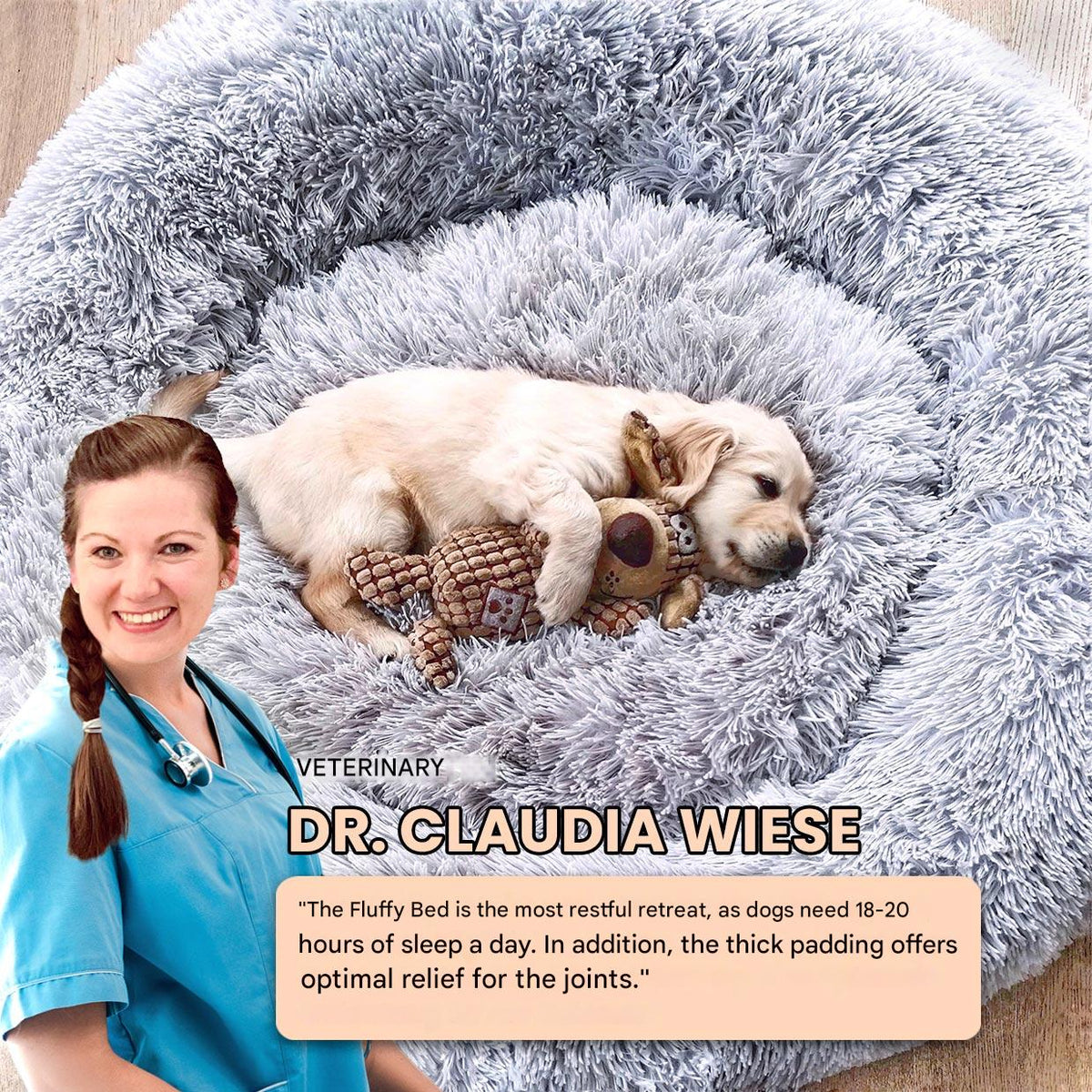 Dog Bed Donut Ultra-Soft Faux Fur Removable Washable Cover
