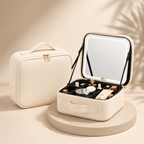 Travel Cosmetic Organizer with LED Mirror - Makeup Case for Mother's Day