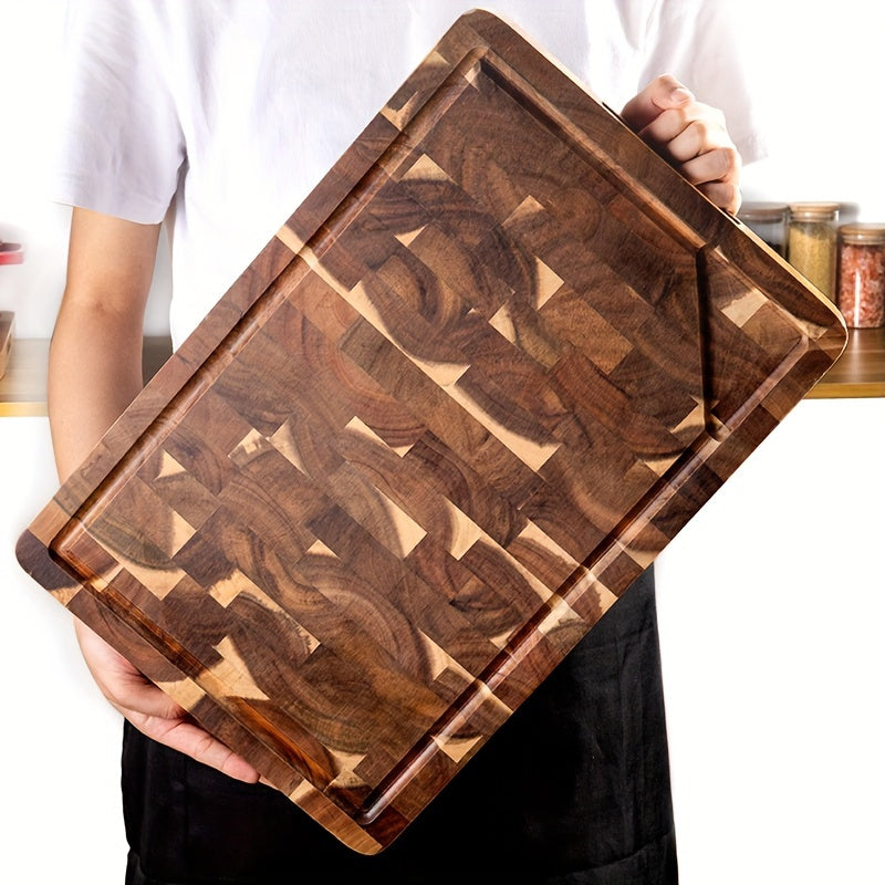 End Grain Chopping Block – Durable Acacia Wood Cutting Board for Kitchen