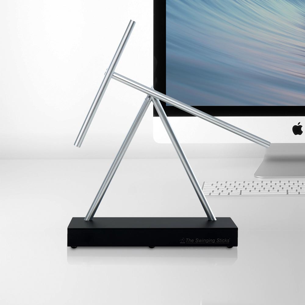 AetherWave Kinetic Art Piece - Dynamic Motion Sculpture with Wood Stand