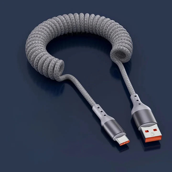 USB-C Charging Cable 100W PD Spring Coil 2-Pack