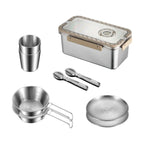 Camping Dinnerware Set Stainless Steel Compact Storage Box