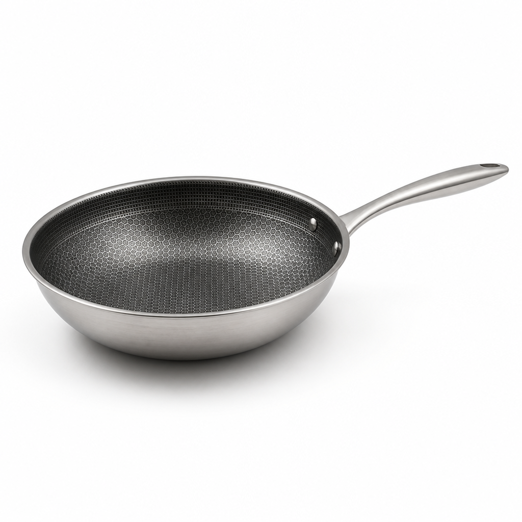 Honeycomb Stainless Steel Scratch-Resistant Non-Stick Wok (30–36 cm)