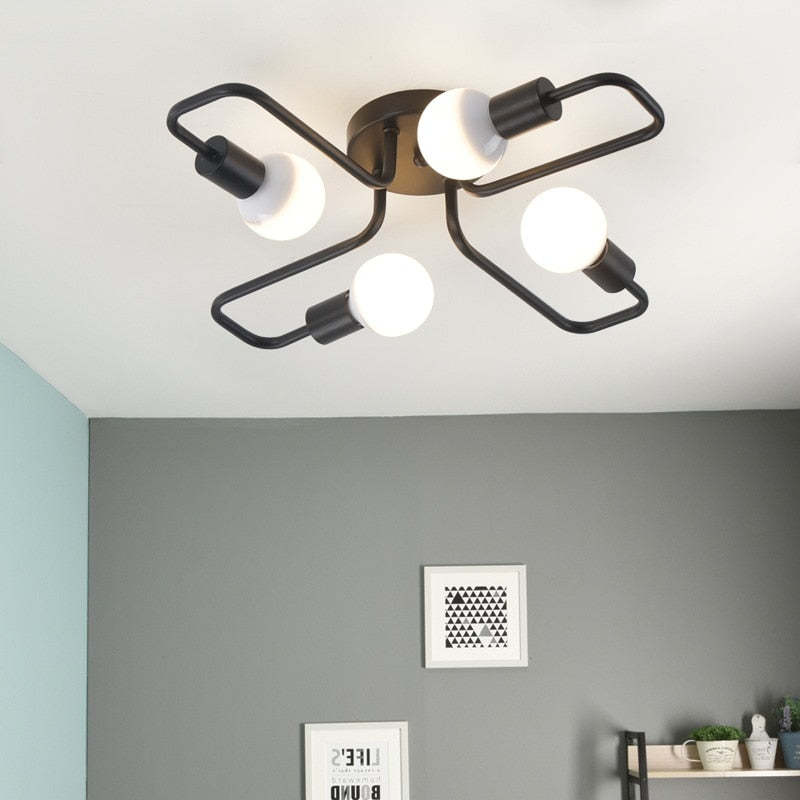 Modern Multi-Arm Sputnik Lamp - Industrial Style Black Ceiling Fixture