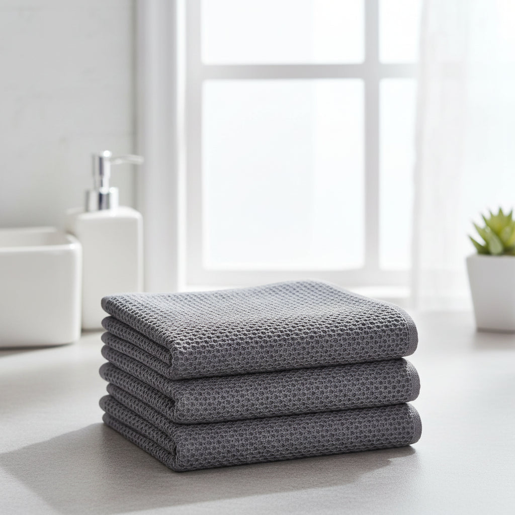 Absorbent Honeycomb Waffle Weave Cotton Dish Cloths Set