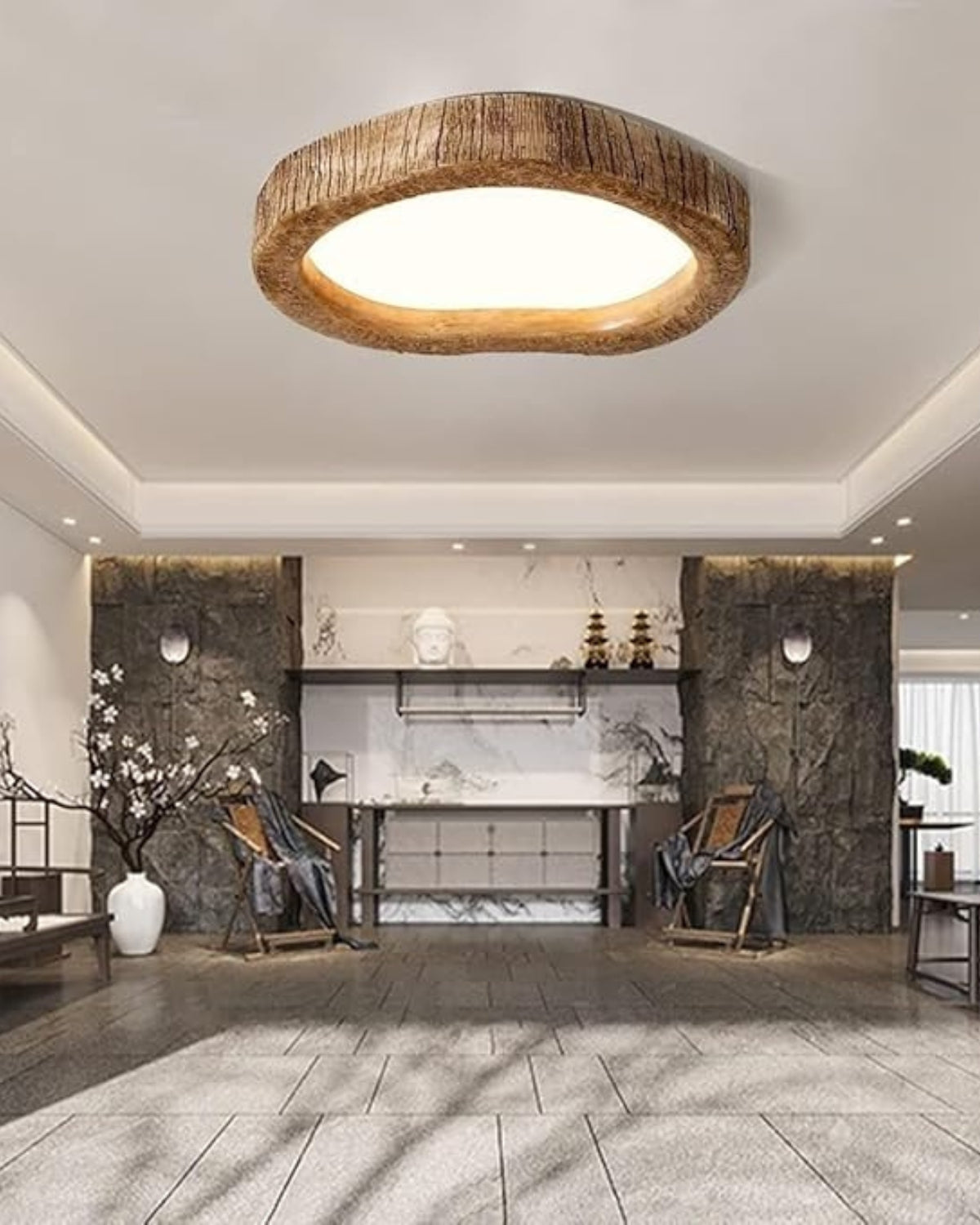 Wood-Look Flush Mount Ceiling Light