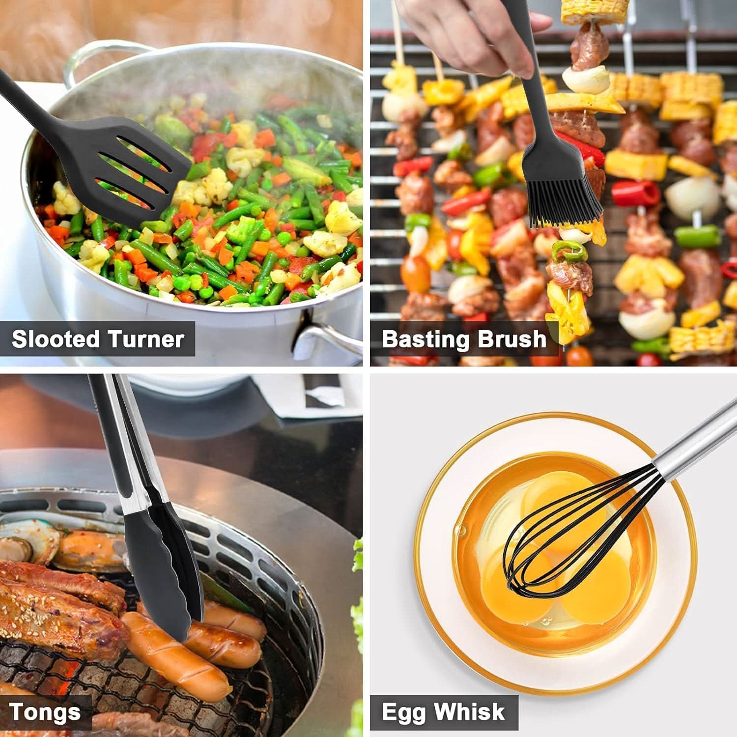 15-Piece Kitchen Utensil Set in Heat-Resistant Silicone