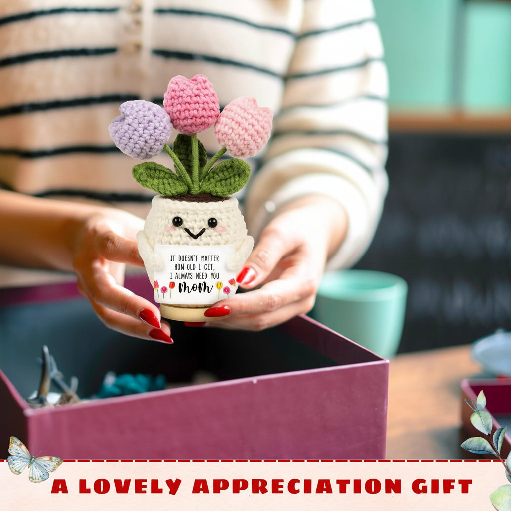 Handcrafted Crochet Flower Desk Decoration for Mother's Day Gifts