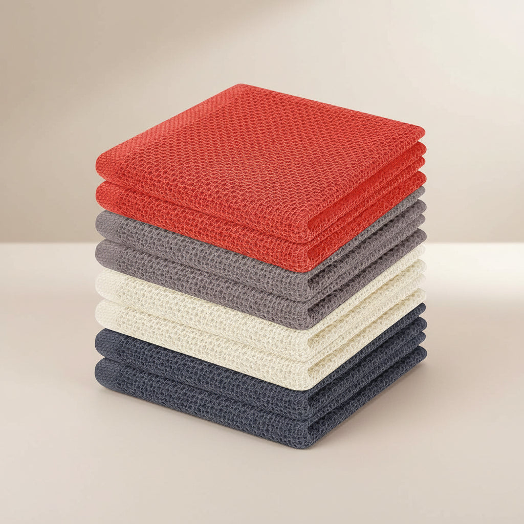 Absorbent Honeycomb Waffle Weave Cotton Dish Cloths Set