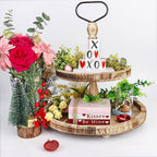 Heart-Shaped Shelf Signs - Wooden Book Stack for Valentine's Decor