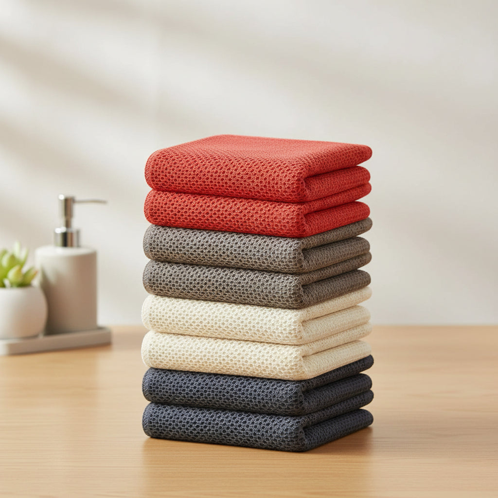 Absorbent Honeycomb Waffle Weave Cotton Dish Cloths Set