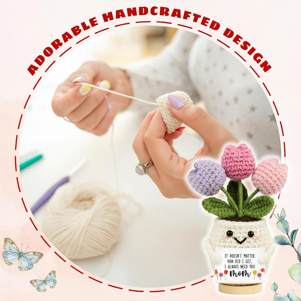 Handcrafted Crochet Flower Desk Decoration for Mother's Day Gifts