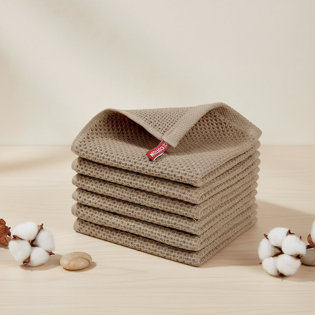 Absorbent Honeycomb Waffle Weave Cotton Dish Cloths Set