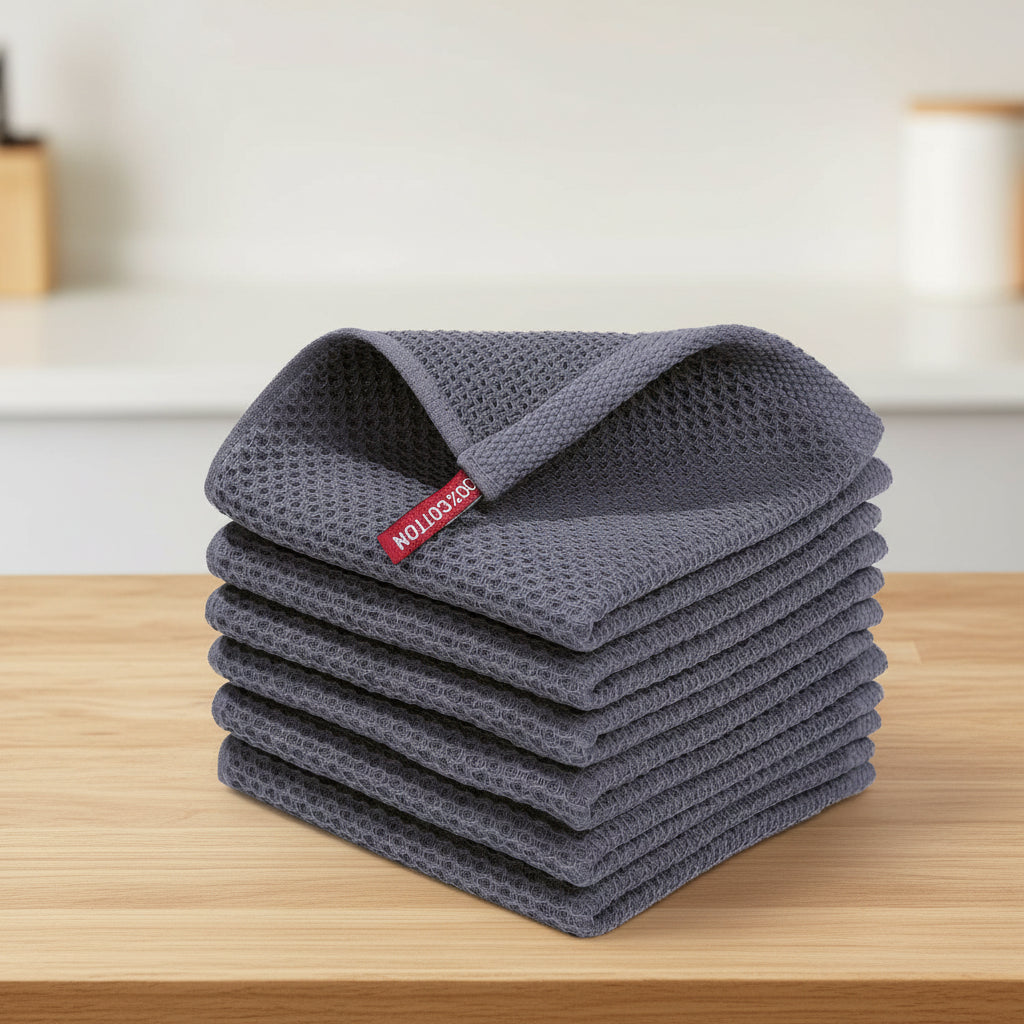 Absorbent Honeycomb Waffle Weave Cotton Dish Cloths Set