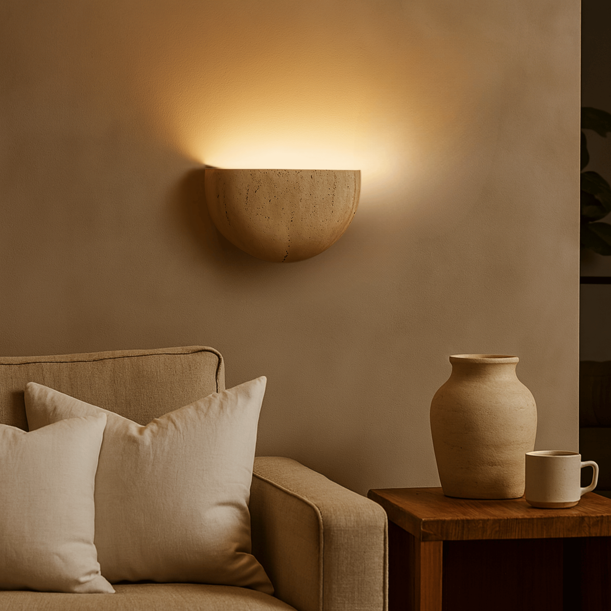 Soft Ambient Light Stone Wall Sconce for Wabi Sabi Decor