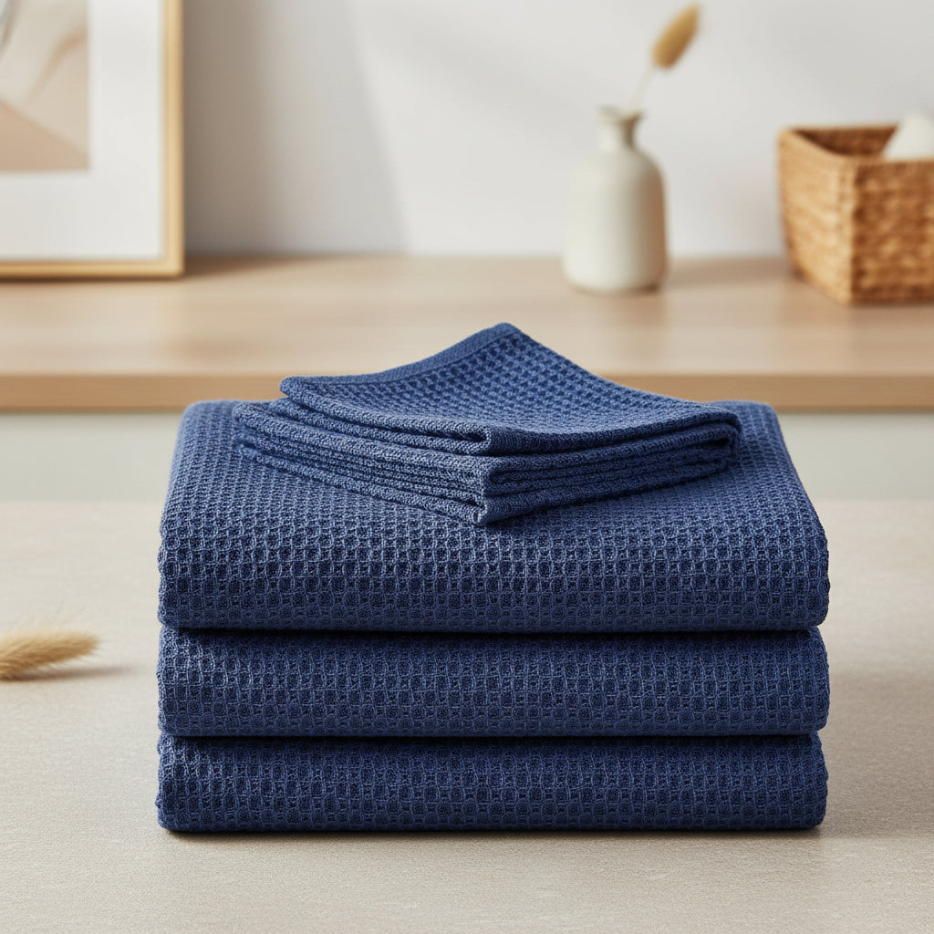 Absorbent Honeycomb Waffle Weave Cotton Dish Cloths Set