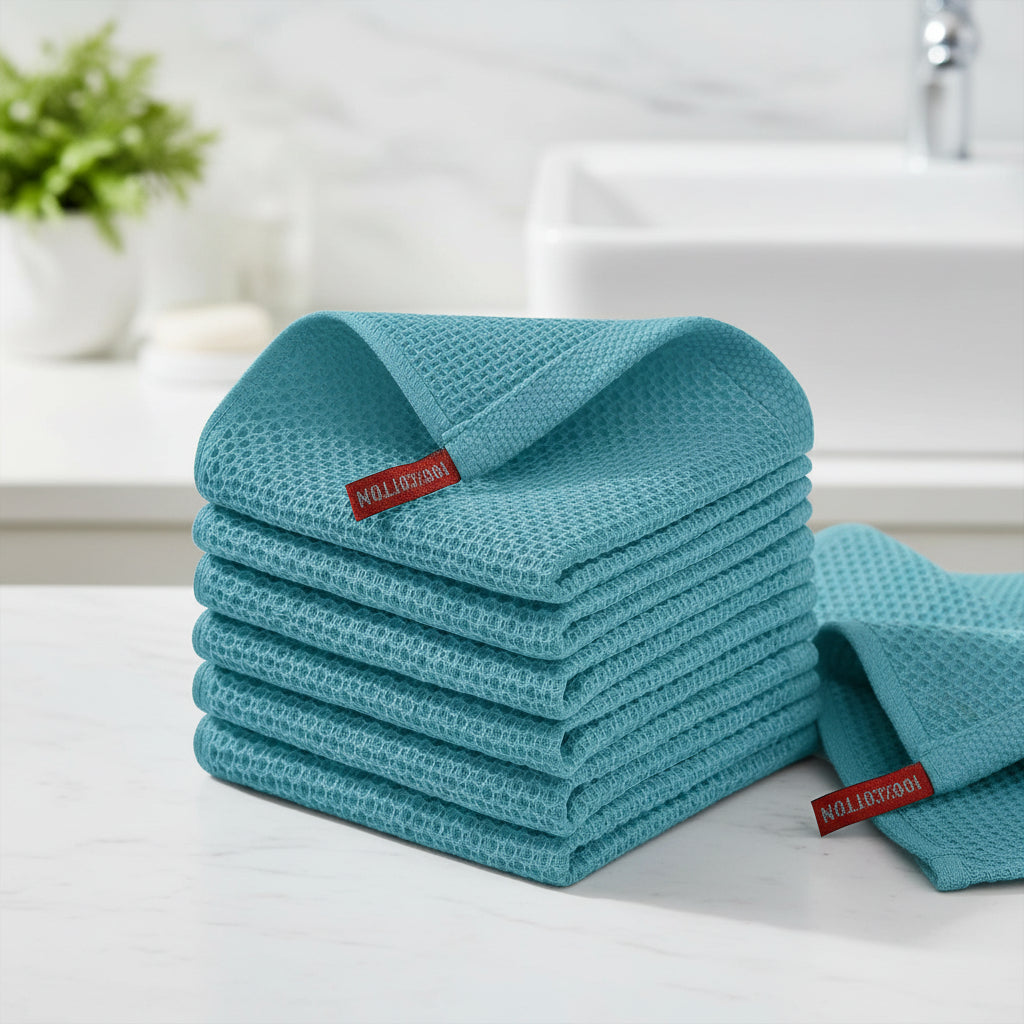 Absorbent Honeycomb Waffle Weave Cotton Dish Cloths Set