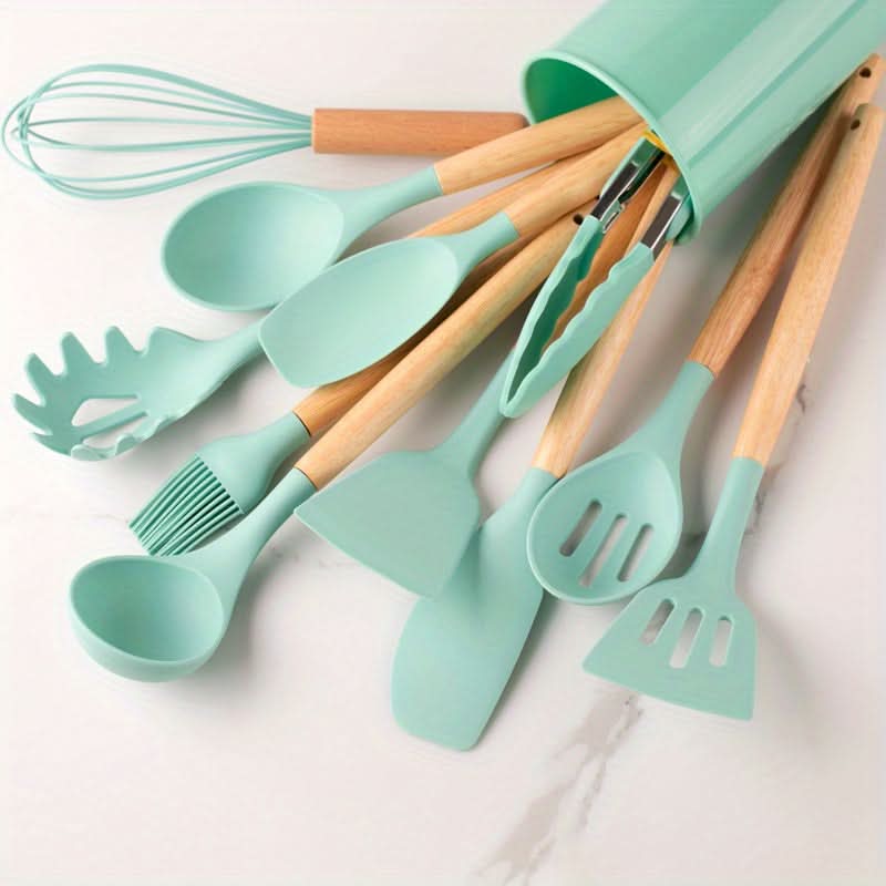 12-Piece Heat-Resistant Silicone Utensils Set for Kitchen Use