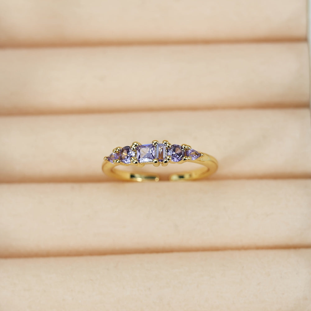 Stackable Gold Rings Set with Rhinestones for Mother's Day