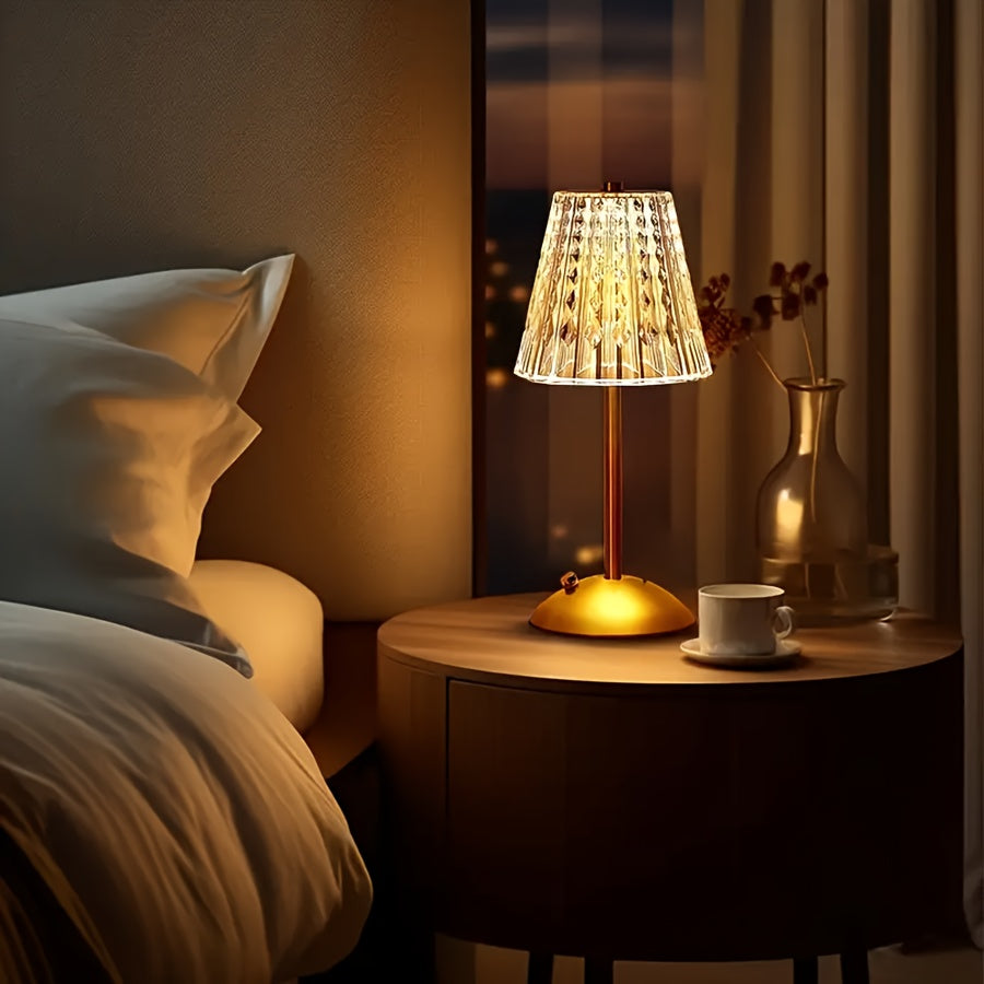 USB Rechargeable Table Lamp with Crystal Design