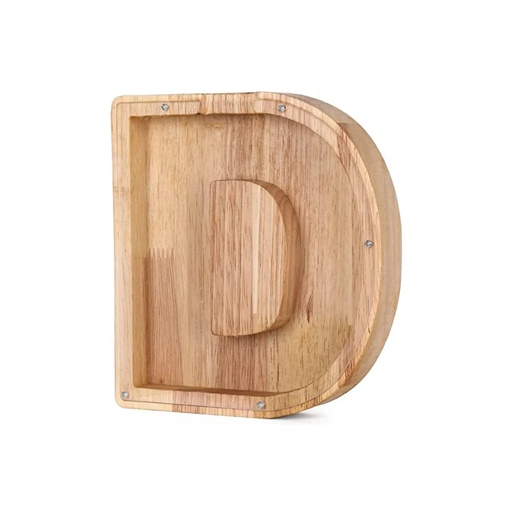 Piggy Bank Personalized Letter Sustainable Wood & Acrylic
