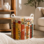 Quilted Foldable Laundry Basket (Reinforced Linen Handles)