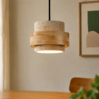 Travertine-Look Cylindrical Pendant Light (E27 Socket)