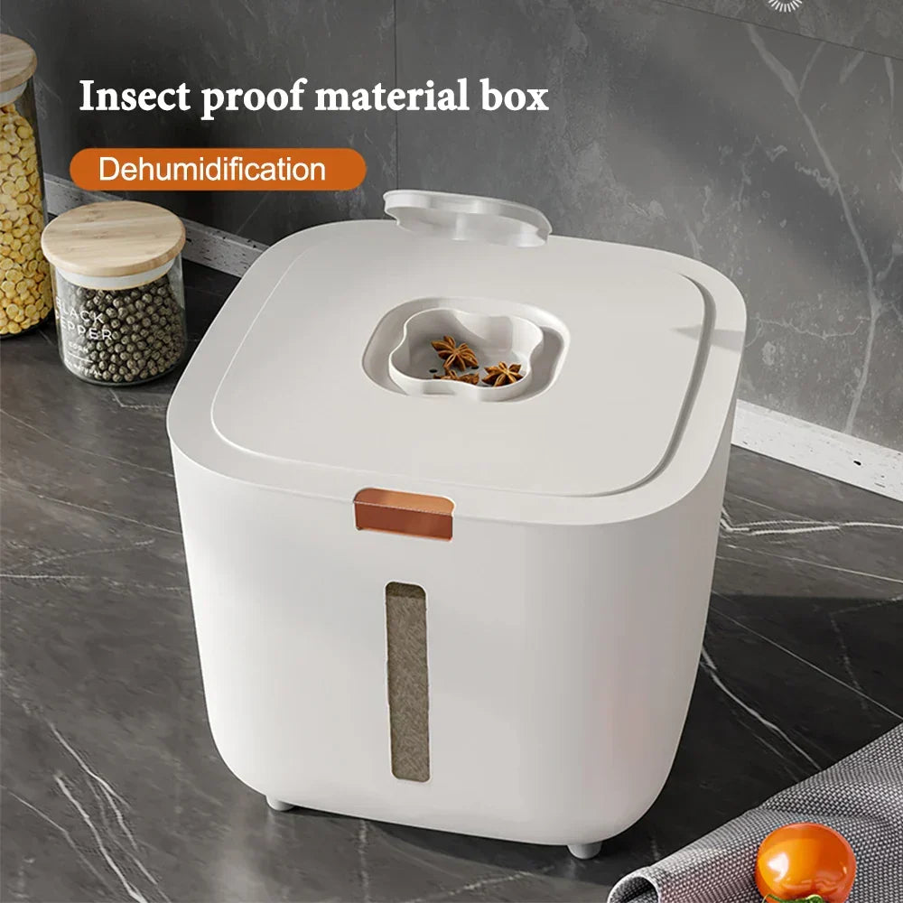Rice Storage Container Airtight Silicone Seal & Push-Button Dispenser
